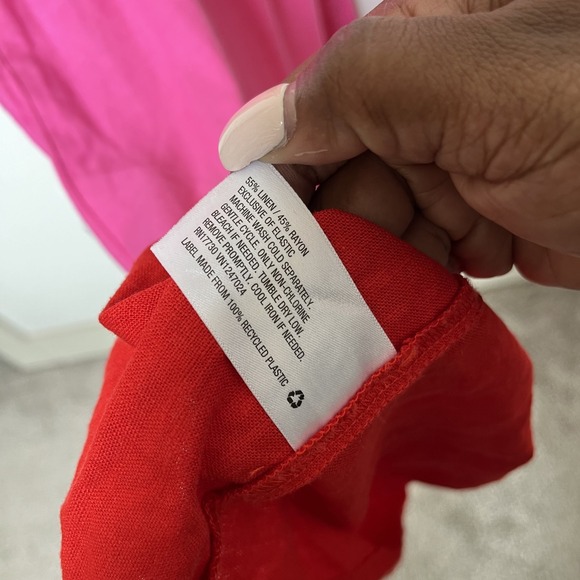 Tabitha Brown Target Women Linen Dress Small Sleeveless Tie Front Midi Maxi Pink - Picture 7 of 10